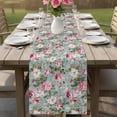 thumbnail image 4 of Vintage Spring Floral Table Runner 120 Inches, Botanical Summer Pink Green Bed Runner Dresser Scarves Tabletop for Indoor Outdoor Parties/Ceremony/Banquet, 13"x 120", 4 of 8