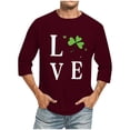 thumbnail image 1 of Wancir Chemises pour Hommes en Liquidation, Imprimé de la Saint-Patrick, Col Rond, Mode Décontractée, Manches Courtes, Manches Trois-Quarts, 1 of 4