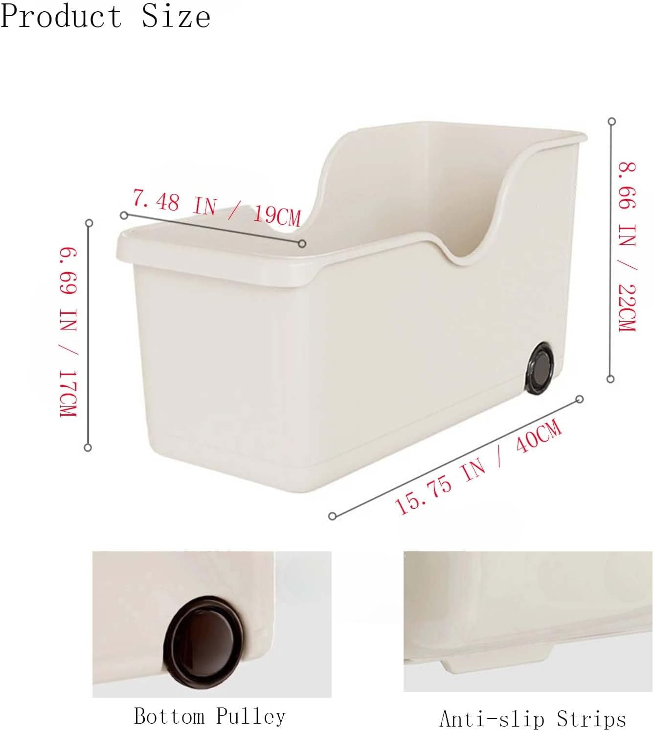 New Pull Out Cabinet Organizer Bin with Roll Wheels, Kitchen Bathroom Cabinet Under Sink Organizer and Storage, Multi-Use Cabinet Organizer Basket for Pantry Garage Shelves High Cabinets (Large)