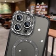 thumbnail image 2 of Compatible with iPhone 15 Pro Case Plating Electroplate Magnetic [Support for Magsafe] Bling Glitter Sparkly Diamond Camera Lens Cover Crystal Matte Luxury Case for Girls Women -Black, 2 of 13