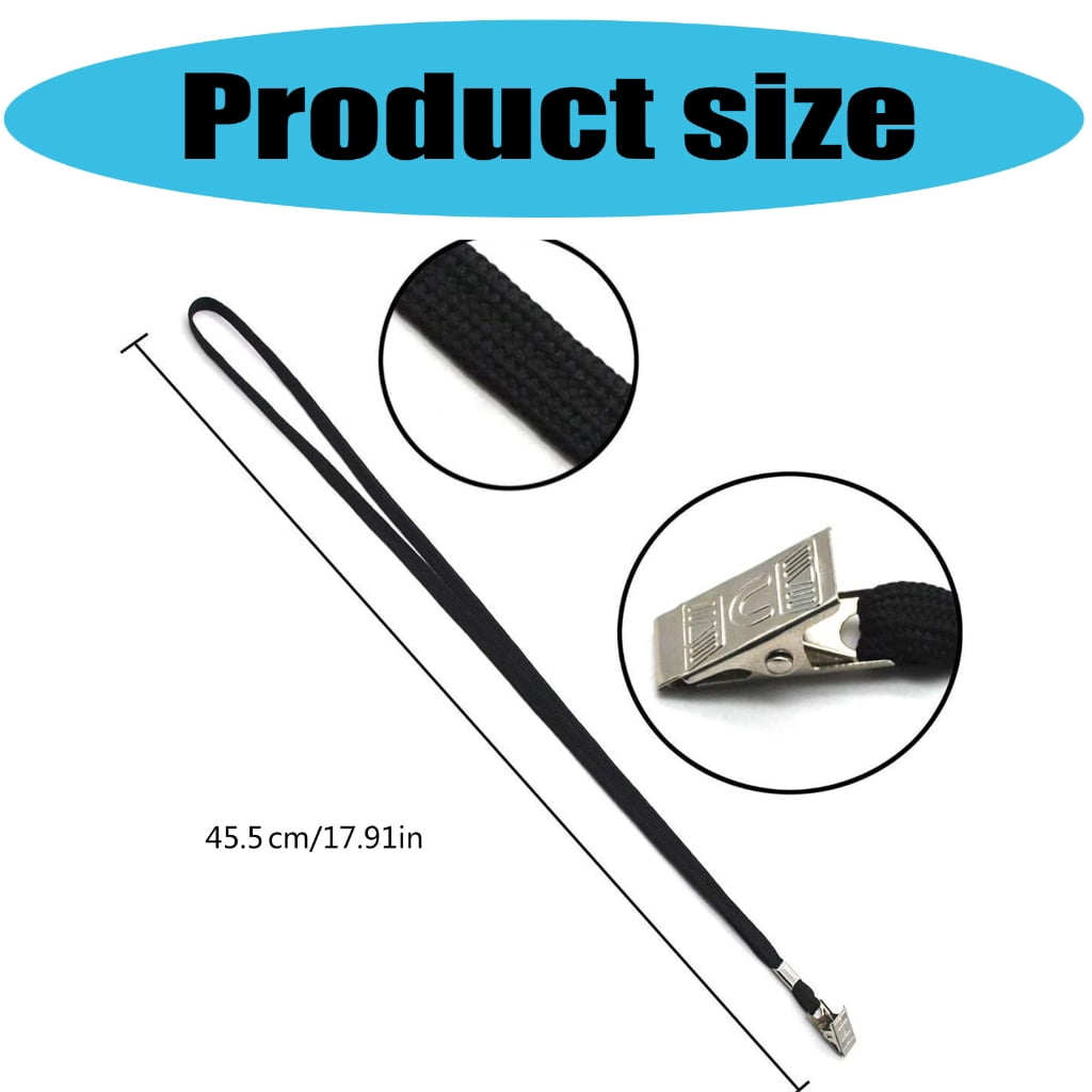100 Pcs Flat Neck Lanyard Neck Straps Lanyard with Clip Black Lanyards for Teens