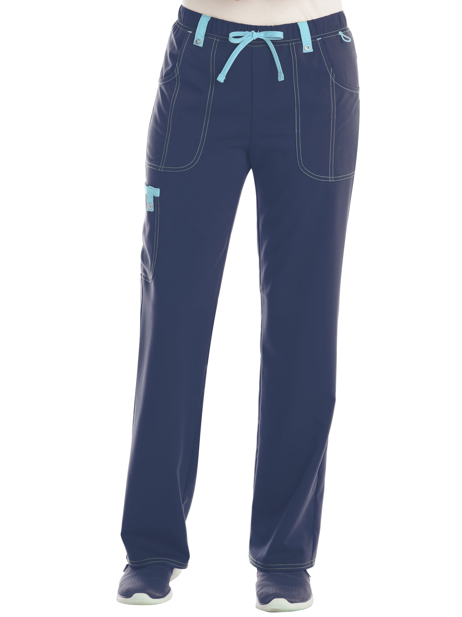 Scrubstar Women's Stretch Twill Color Accent Drawstring Cargo Scrub