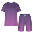 thumbnail image 5 of BiZtdJrK Men Summer 2 Piece Sets Casual Short Sleeve Tshirts Matching Drawstring Beach Shorts Tracksuits Fashion Gradient Print Big and Tall Sport Set My Orders Placed by Me Purple 5XL, 5 of 6
