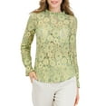 thumbnail image 6 of INSPIRE CHIC Women's Crochet Lace See Through Floral Ruffle Neck Blouse L Green, 6 of 8