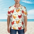 thumbnail image 4 of Balery Flower Chicken Print Men's Hawaiian Shirts Short Sleeve Beach Shirt Relaxed Fit Vacation Button Down Shirts-Large, 4 of 9