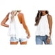thumbnail image 3 of Blusa de Verano para Mujer, con Cuello Halter, Sin Mangas, Fruncida e Irregular, con Volantes XL, 3 of 6