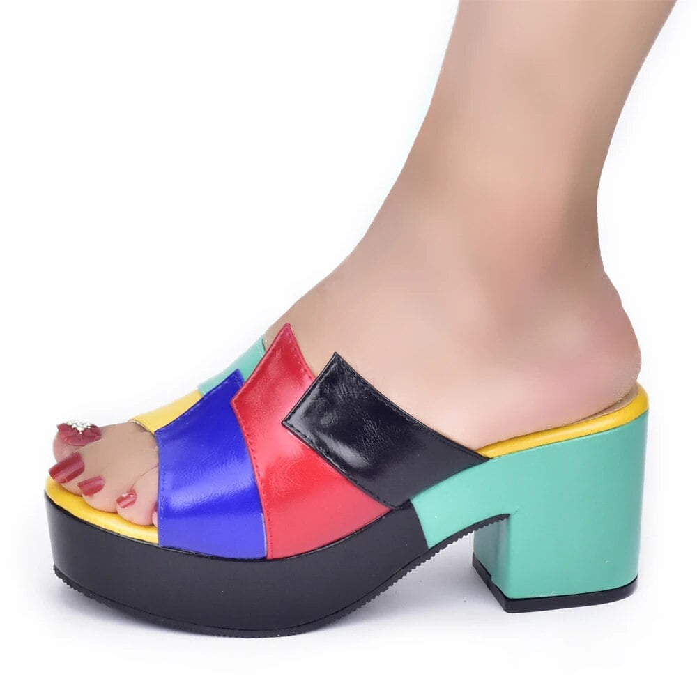 Italian Lady Shoes Multicolor Design Wedges Shoes for Women Platform Shoes High Heels Thick Heel Slingbacks Lady Wedge Sandals Orange 21 42 Walmart