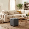 thumbnail image 7 of LEDREM Storage Ottoman with Hinged Lid, 14-Gallon Footrest Stool with Solid Wood Frame, 660lb Capacity for Living Room, Bedroom, Slate Gray, 7 of 7