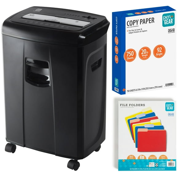 Pen+Gear 8 Sheet Microcut Shredder with Copy Paper and File Folders