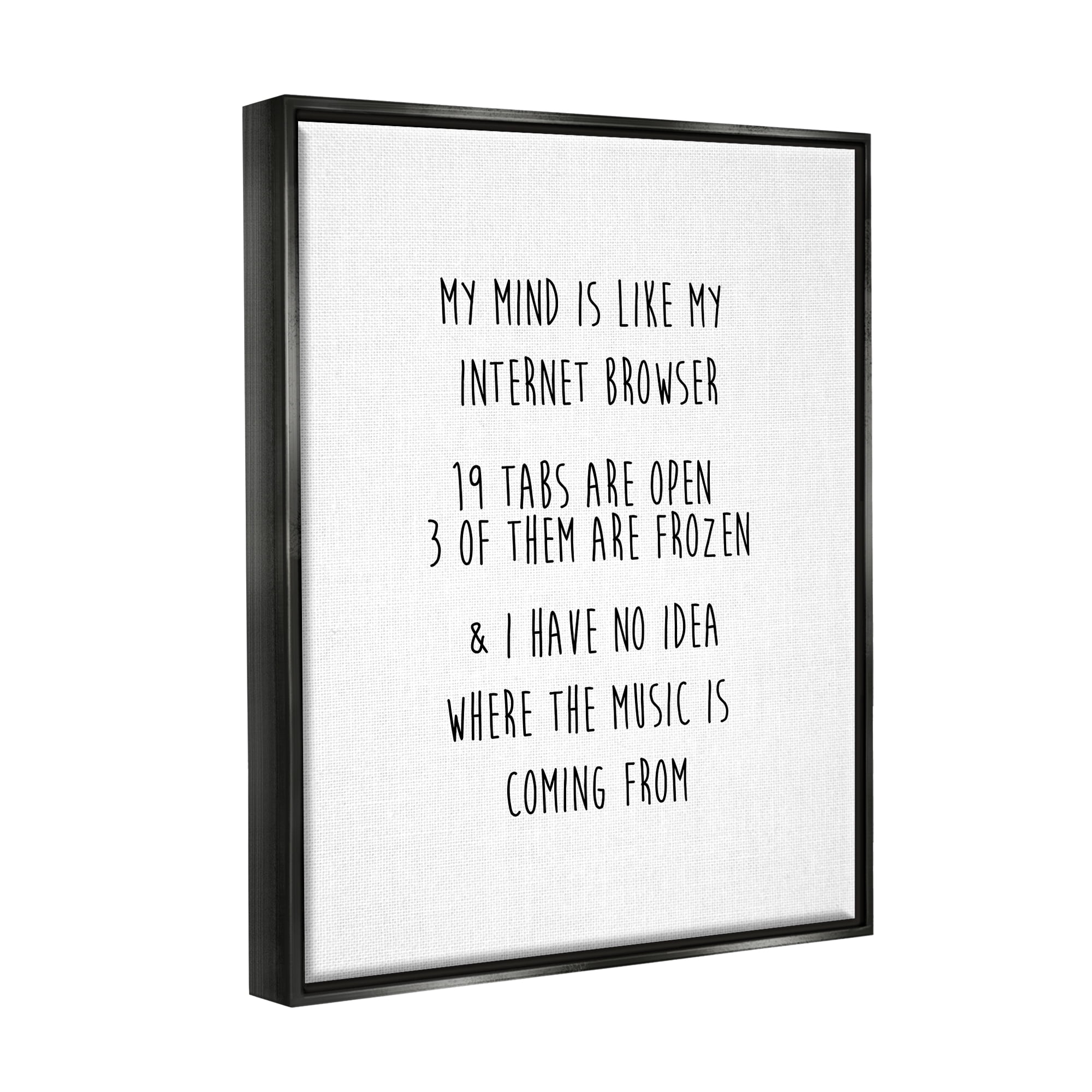 Stupell Industries Mind Like Internet Browser Funny Typography Painting Black Floater Framed Art Print Wall Art