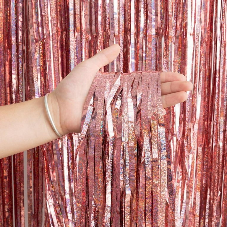 Gold Panel Metallic Tinsel Foil Fringe Curtain Photo Backdrop Party  Streamers Decor 39.4*78.7