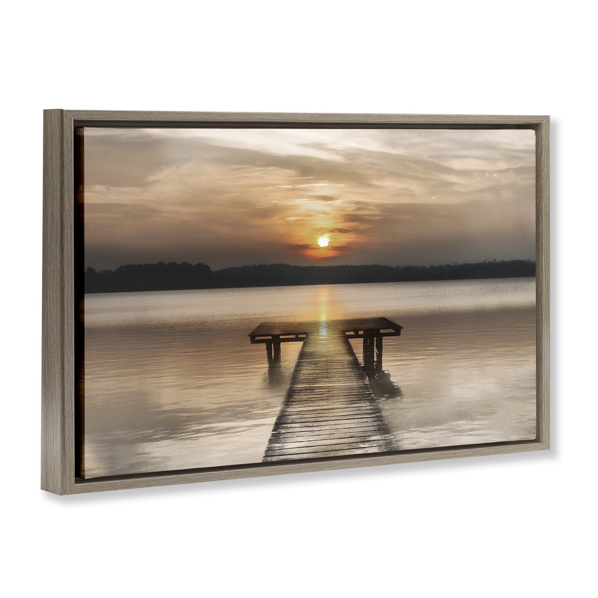 Stupell Industries Centric Reflective Sunrise Brown Framed Floater Canvas Wall Art, design by Irene Weisz