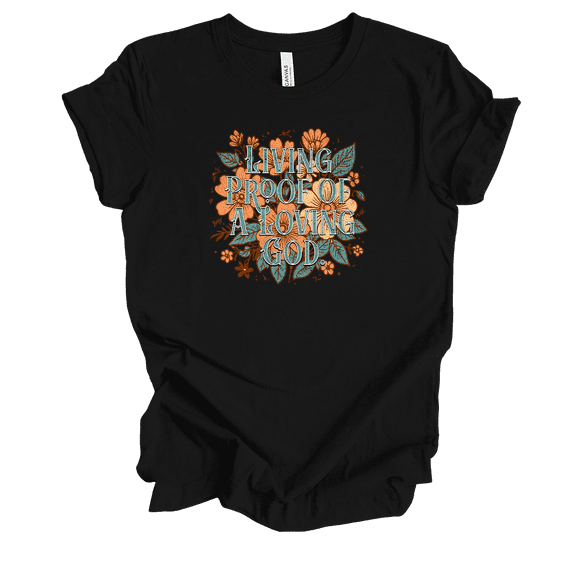 Trenz Shirt Company Fear Not Living Proof Of A Loving God Womens Christian Short Sleeve T-shirt-Black-large