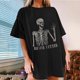 thumbnail image 5 of Moda Mujer Damas Cayó Hombro Mangas Impresión suelta Manga corta Top Pullover Tops Pompotops hfajkhk141703, 5 of 9