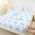 thumbnail image 4 of Erosebridal Blue Bowknot Print Full Size Sheets For Kids,Letter L Initial Themed Bed Sheets 4 Pieces, 4 of 6