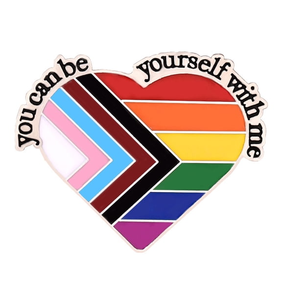 You Can Be Yourself With Me Enamel Pin Rainbow Heart Brooch Safe Space Trans Flag LGBT Pride Badge Brooches Pins