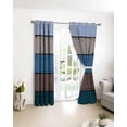 thumbnail image 4 of Fsddascl Blue Wooden Blackout Curtains for Bedroom/Living Room, Thermal Insulated Kitchen Curtains, Grey Stripe Gradient Country Rustic Grain Grommet Darkening Window Treatment Drapes 42"x63"x2, 4 of 8