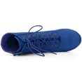 thumbnail image 4 of Botines Cordón Arriba Tacón Alto Chunky Punta Redonda Para Mujer Azul oscuro 36, 4 of 6