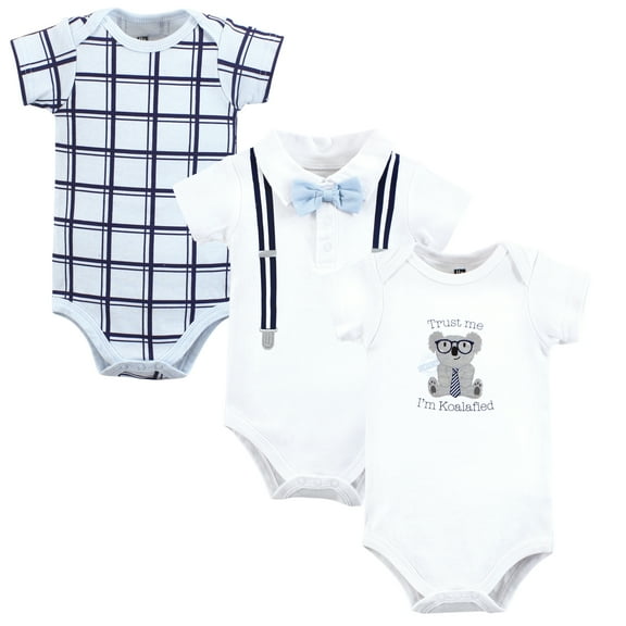 Luvable Friends Hudson Baby Bodysuits 3pk, Koala Blue, 0-3M