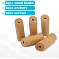 thumbnail image 2 of 8-pack wooden wall hooks, wooden coat hooks, medium-sized beech wood cylinders, 8 cm wall-mounted coat hangers, 2 of 5