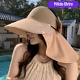 thumbnail image 3 of Large-Brim Hollow Sunscreen Hat with Removable Neck Shawl, Women Large Brim Sun Hat with Neck Flap UV Protection, 3 of 7