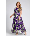 thumbnail image 3 of Plus Size Women Floral Printing Dress Short Sleeve Round Neck Chiffon A-line Female Elegant Fashion Summer Dresses 2025, 3 of 5