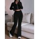 thumbnail image 5 of Conjunto de Dos Piezas para Mujer, Pantalón Corto de Larga con Cremallera y Pantalones, Chándal Sexy y Ajustado para Estar en Casa. Negro L, 5 of 6