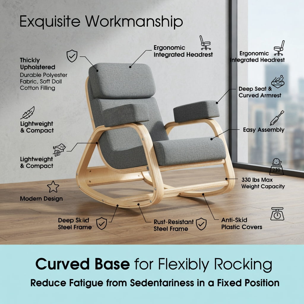 Demi Bonn Ergonomic Kneeling Chair Rocking Office Desk Stool Upright Posture for Home, Bedroom, Study, Gray