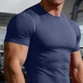 thumbnail image 6 of Jinhomg Men's Compression Shirts Short Sleeve Workout Gym T-Shirt Cool Running Tops Soft Comfy Base Layer Athletic Undershirts Sportswear Navy,XXXL, 6 of 7
