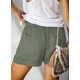 thumbnail image 5 of Pantalones cortos de verano para mujer, informales, con cordón, cintura elástica, cómodos, de color puro, con bolsillos, 5 of 8