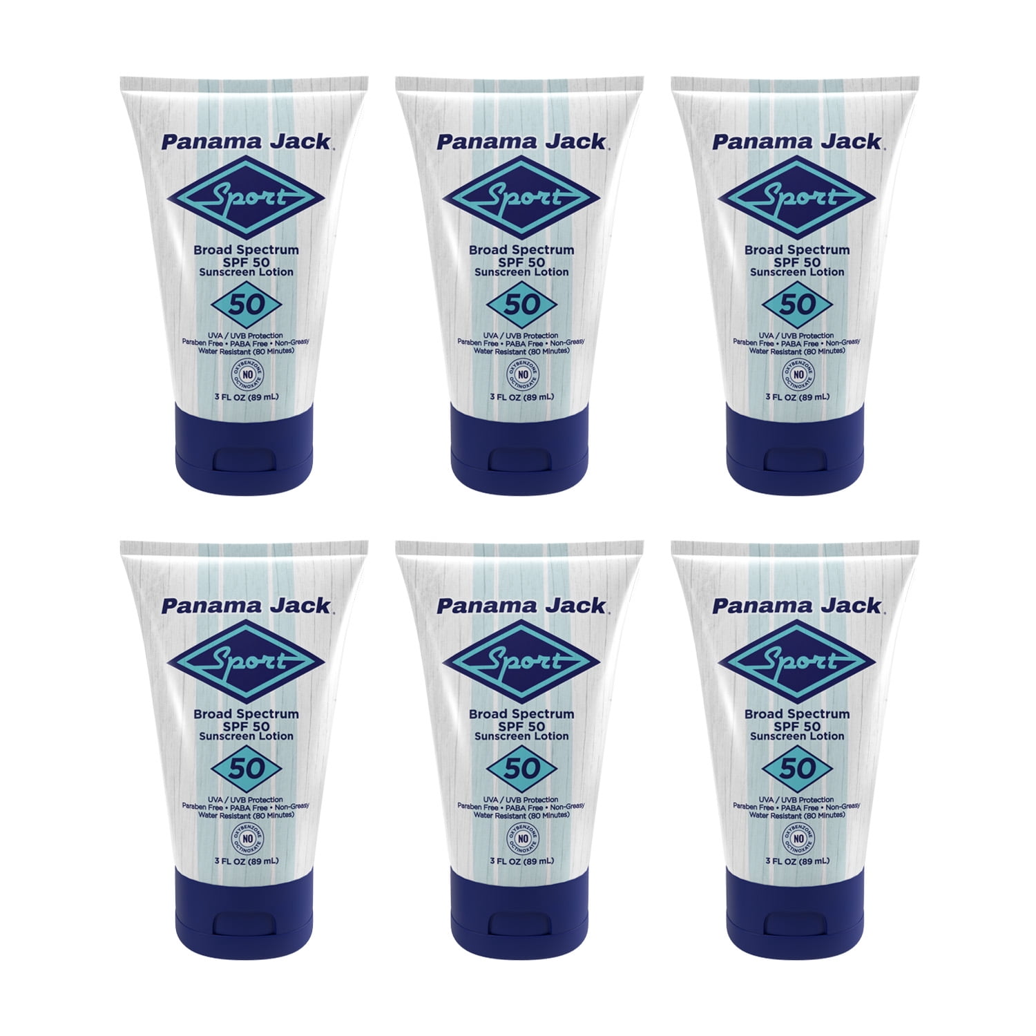 Panama Jack Sport Sunscreen Lotion - SPF 50, Broad Spectrum UVA/UVB Protection, Non-Greasy, PABA, Paraben, Gluten & Cruelty Free, 3 FL OZ (Pack of 2)