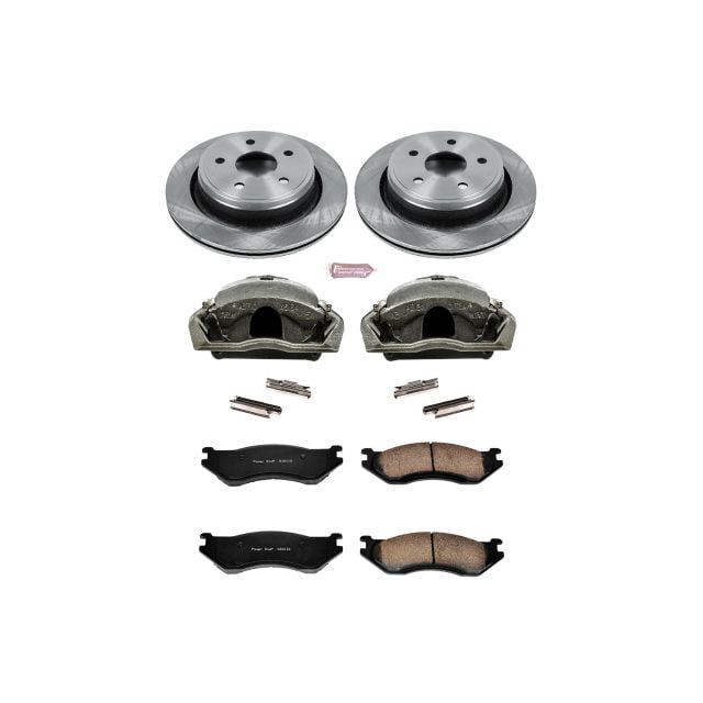 PowerStop Front Stock Replacement Brake Pad and Rotor Kit with Calipers Fits: DODGE Select Models KCOE2167