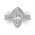 thumbnail image 2 of 2.48 ct Brilliant Marquise Cut Zircon 18K White Gold Halo Solitaire with Accents Engagement Bridal Wedding Ring Band Set size 5.25, 2 of 7