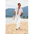 thumbnail image 2 of COOFANDY Men's Linen Pants Casual Loose Fit Beach Summer Yoga Pants Lightweight Drawstring Linen Trousers, 2 of 9