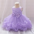 thumbnail image 4 of NAISIBABY Toddler Girls Princess Dress, Pleated Tulle Hem Bowknot Mesh Sleevelss Pageant Birthday Wedding Party Dress Purple 18Months, 4 of 9