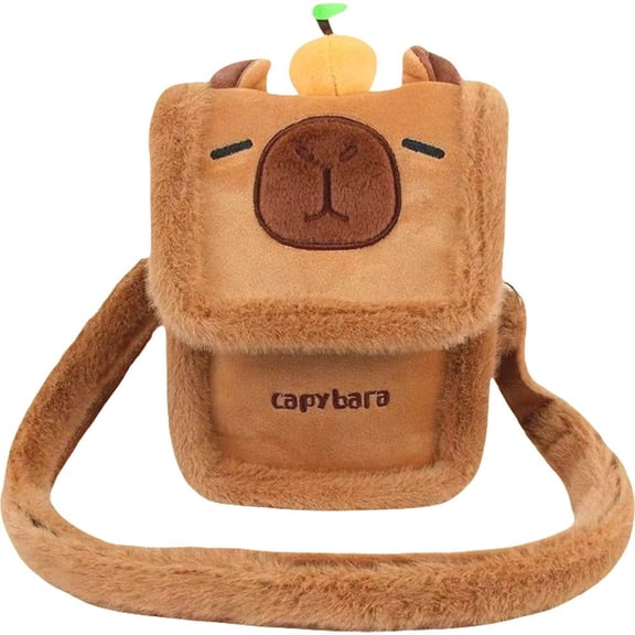 Plush Capybara Crossbody Bag Cartoon Kapybara Purse Crossbody Bag Mobile Phone Bag Shoulder Bag Holiday Party Favours