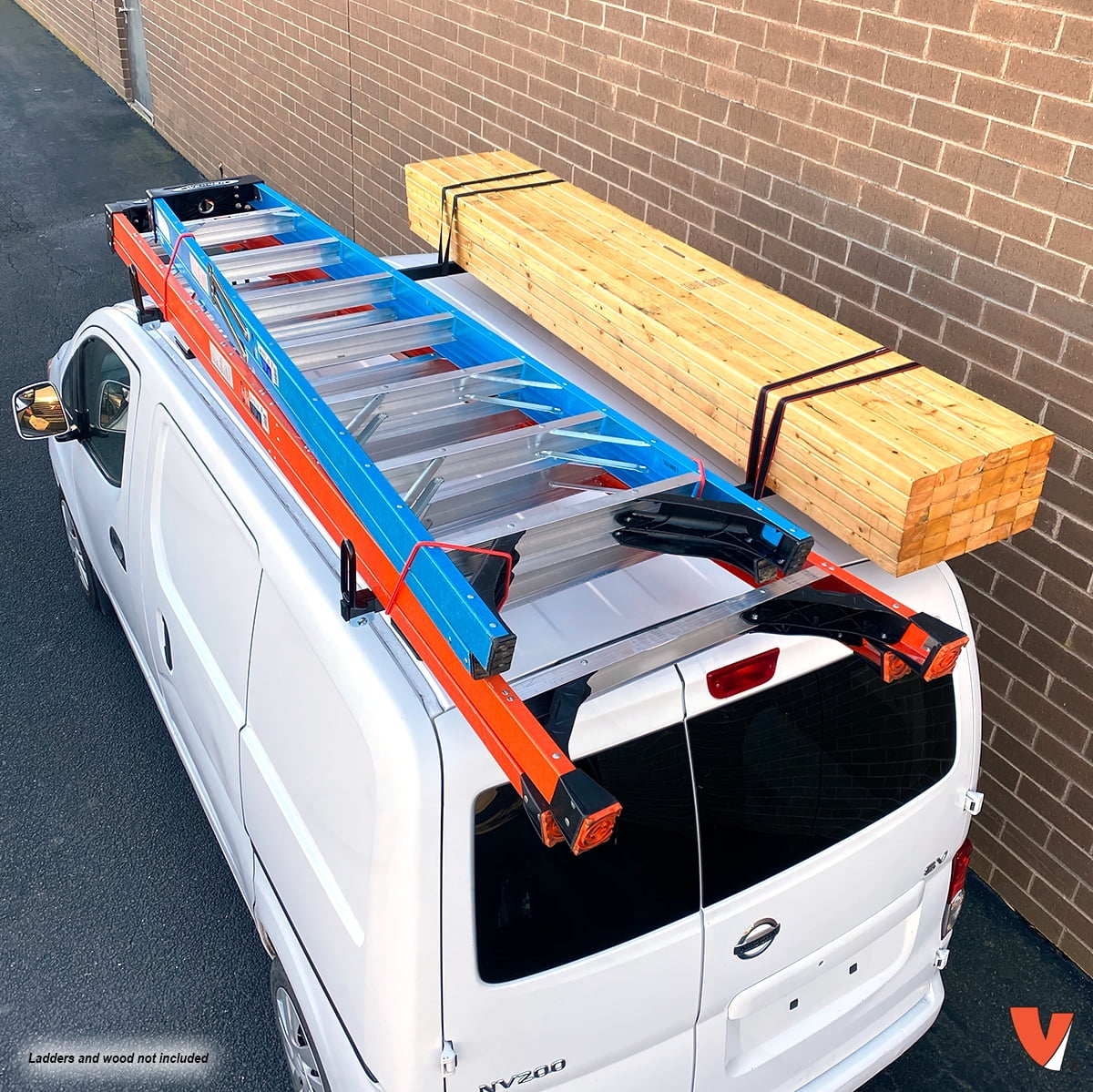 Vantech Heavy Duty 2 Bar Ladder Roof Rack Compatible with Nissian NV200 (Black)