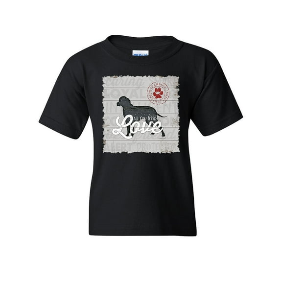 Tee Hunt All You Need is Love Youth T-Shirt Dog Best Friend Doggie Paw Adopt Kids Tee