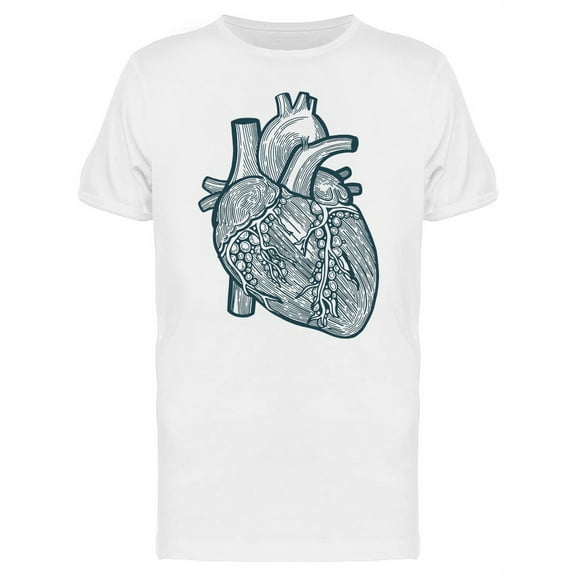 Human Heart Blue Ink T-Shirt Men -Image by Shutterstock, Male Large
