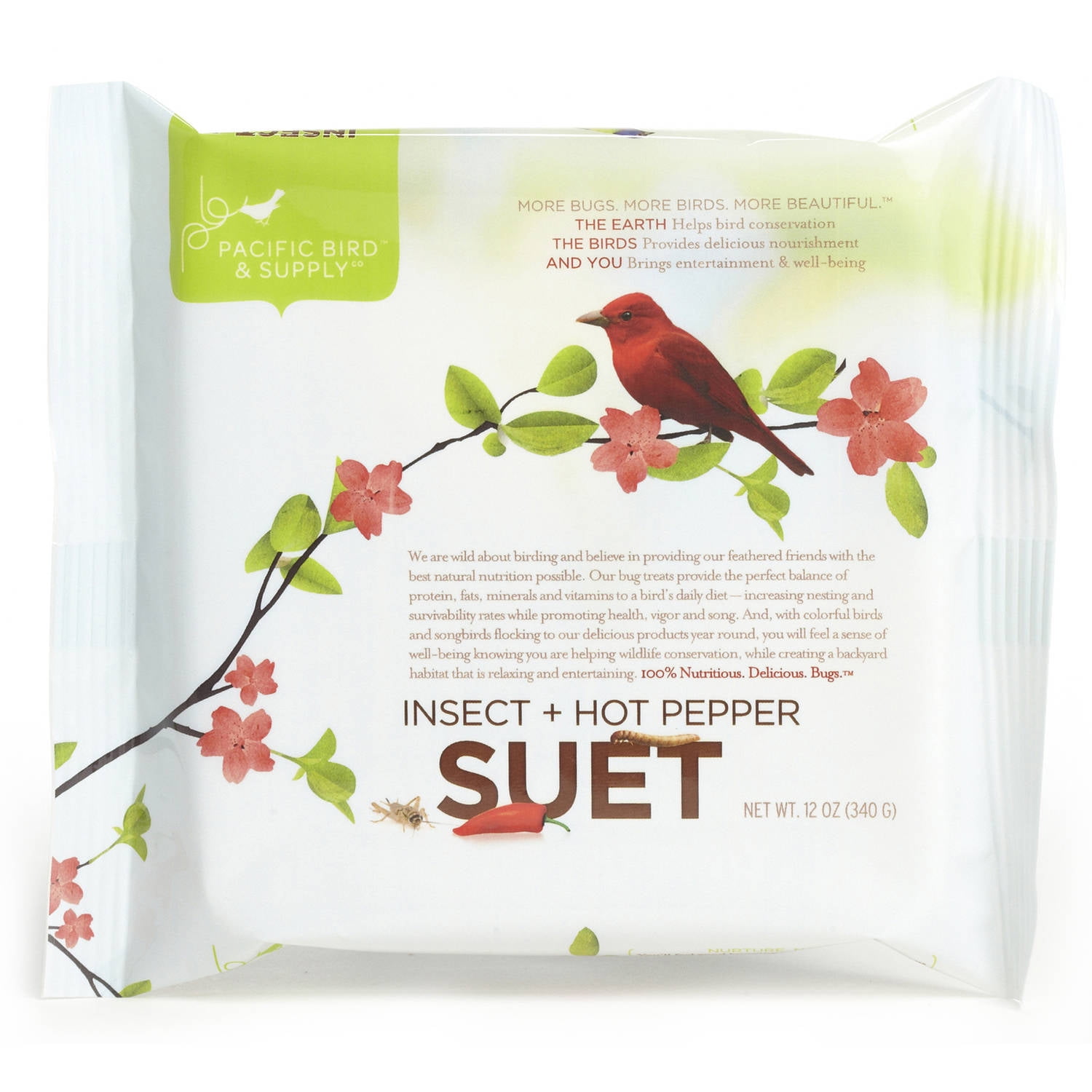 Pacific Bird & Supply Co. Insect + Hot Pepper Suet Cake, 12.0oz