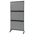 thumbnail image 3 of Black 3 Panels Privacy Screen, Decorative Privacy Screen, Diamond-shaped Design Privacy Fence Screen, 3 of 22