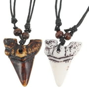 PINXOR 2pcs Shark Tooth Necklaces Men Neck Chains Cool Beach Necklaces for Boys