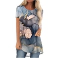 thumbnail image 2 of Ensemble de Hauts d'Été zanvins pour Femmes 2024, Hauts Amples à Col Rond pour Femmes, Blouse Décontractée à Manches Courtes à Imprimé, 2 of 5