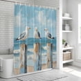 thumbnail image 5 of Beach Seagull Shower Curtain Set - 72" x 78" Washable Bathtub Curtain with 12 Hooks, Birds Rustic Wood Watercolor Painted Waterproof Fabric Stall Shower Curtains for Bathroom/Bathtub Décor, 5 of 6