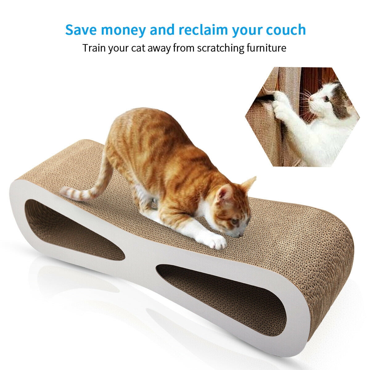 Pefilos Cat Scratching Pads, Cat Scratcher Cardboard Lounger Curved Shape Furniture Play Rest Sleep Cardboard with Catnip Toys Pefilos Cat Scratching Pads, Cat Scratcher Cardboard Lounger Curved Shape Furniture Play Rest Sleep Cardboard with Catnip Toys