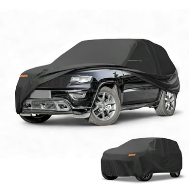 Unique Bargains Car Cover Waterproof All Weather Automotive Outdoor Anti-UV Full Exterior Cover for Jeep Grand Cherokee 2002-2023 210D-PU Black with Reflective Strips