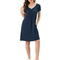 thumbnail image 2 of Unique Bargains Women's Pajama V-Neck Nightshirt Sleepwear with Pockets Lounge Nightgown, 2 of 5