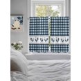 thumbnail image 3 of Farmhouse Blue Plaid 2 Panel Kitchen Curtains for Windows, Vintage Country Cock Checkered Bathroom Privacy Curtain, Home Décor Window Treatment for Bedroom/Living Room 55"x45", 3 of 6