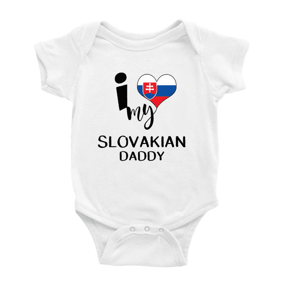 I Heart My Slovakian Daddy Slovakia Love Flag Baby Bodysuit (White, 0-3 Months)