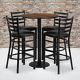 thumbnail image 3 of 30'' Round Walnut Laminate Table Set with Round Base and 4 Ladder Back Metal Barstools - Black Vinyl Seat, 3 of 3